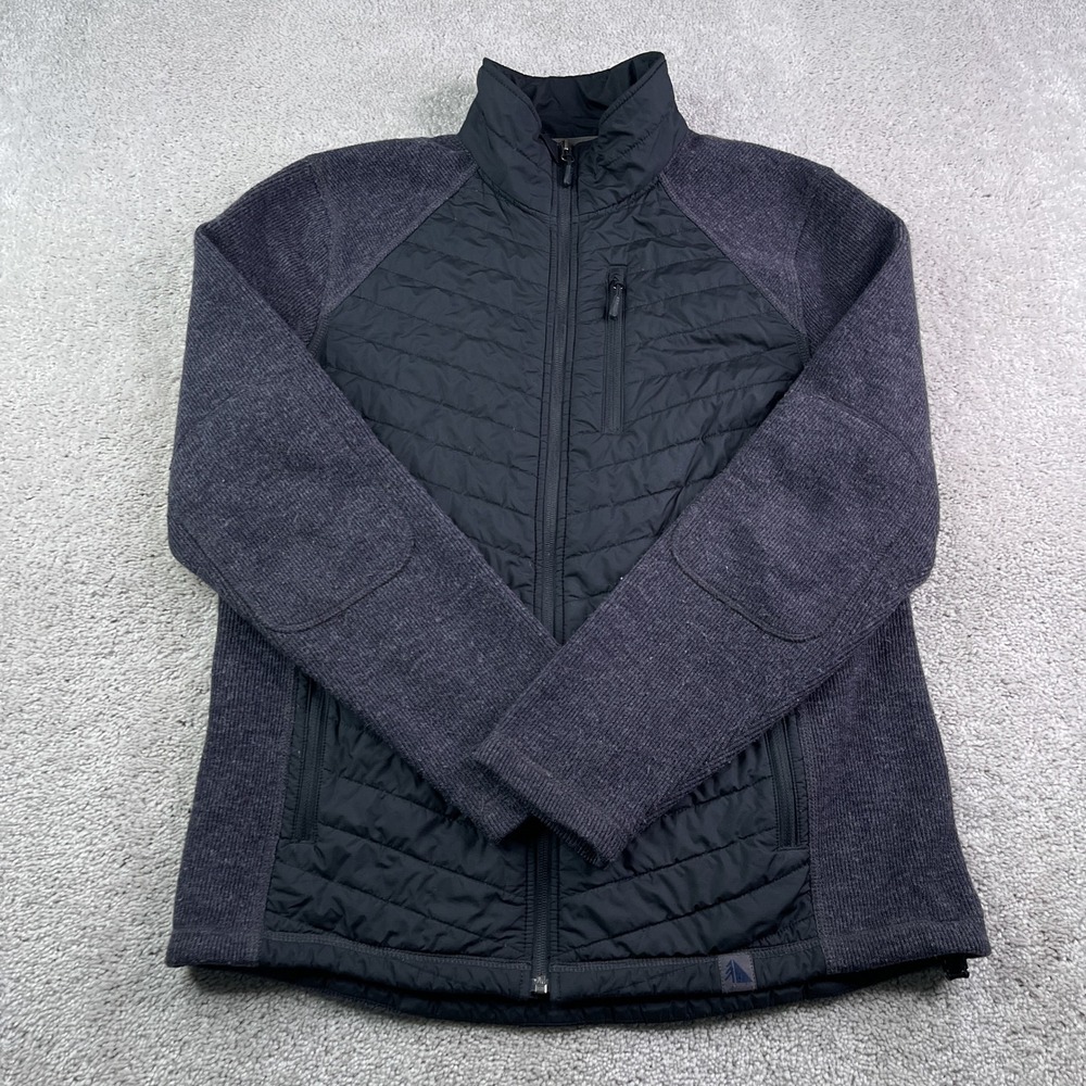 LL Bean Jacket Mens Medium Black Primaloft Hybrid Wool Blend Quilted Full Zip